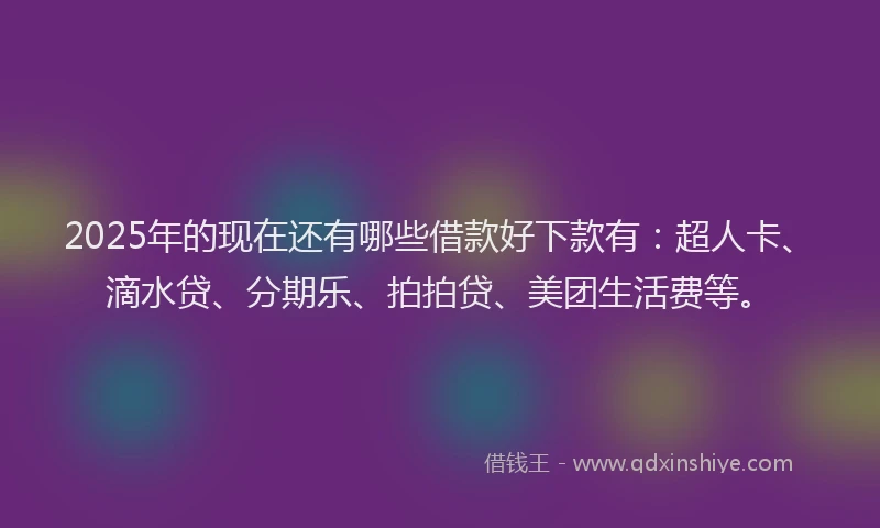 2025年的现在还有哪些借款好下款有：超人卡、滴水贷、分期乐、拍拍贷、美团生活费等。