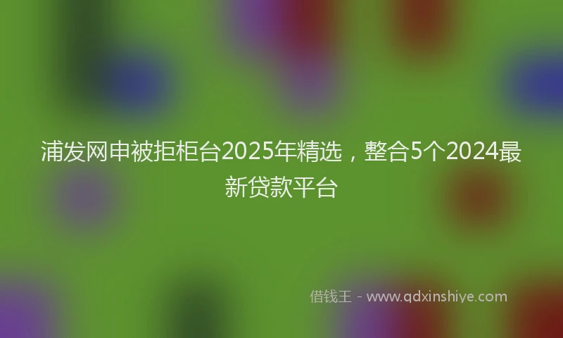浦发网申被拒柜台2025年精选，整合5个2024最新贷款平台