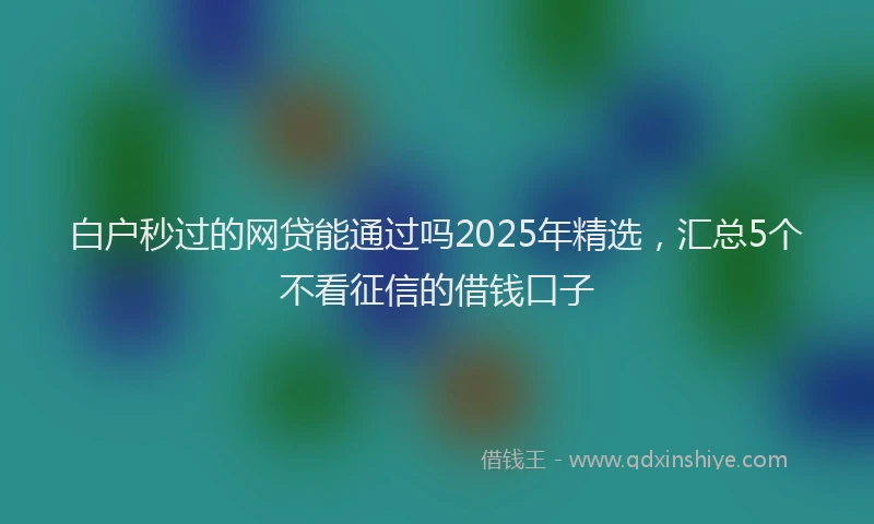 白户秒过的网贷能通过吗2025年精选，汇总5个不看征信的借钱口子