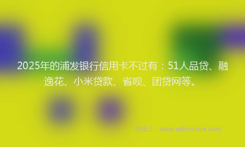 2025年的浦发银行信用卡不过有：51人品贷、融逸花、小米贷款、省呗、团贷网等。
