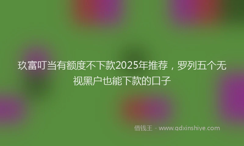 玖富叮当有额度不下款2025年推荐，罗列五个无视黑户也能下款的口子