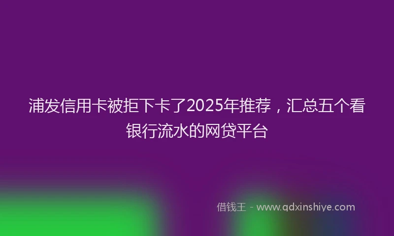 浦发信用卡被拒下卡了2025年推荐，汇总五个看银行流水的网贷平台