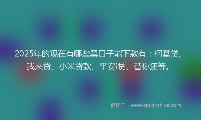 2025年的现在有哪些黑口子能下款有：柯基贷、我来贷、小米贷款、平安i贷、替你还等。