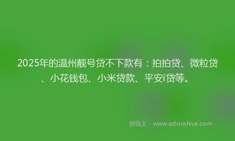 2025年的温州靓号贷不下款有：拍拍贷、微粒贷、小花钱包、小米贷款、平安i贷等。