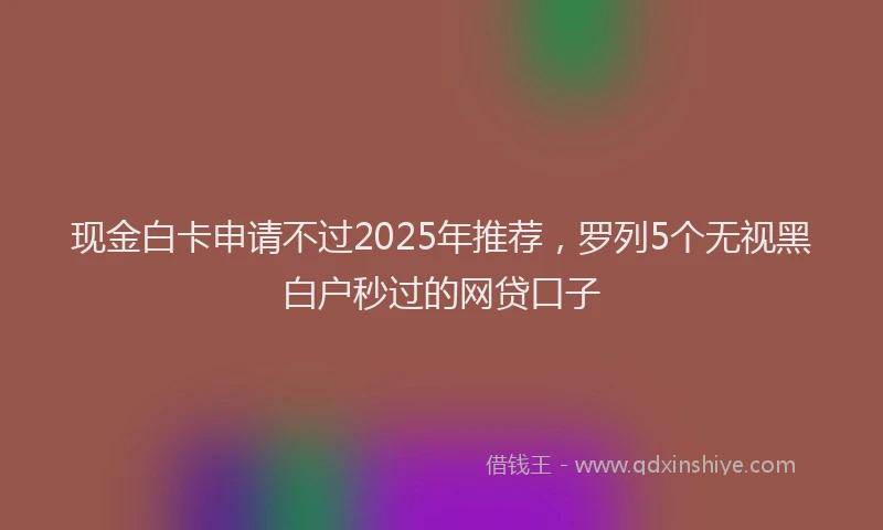 现金白卡申请不过2025年推荐，罗列5个无视黑白户秒过的网贷口子