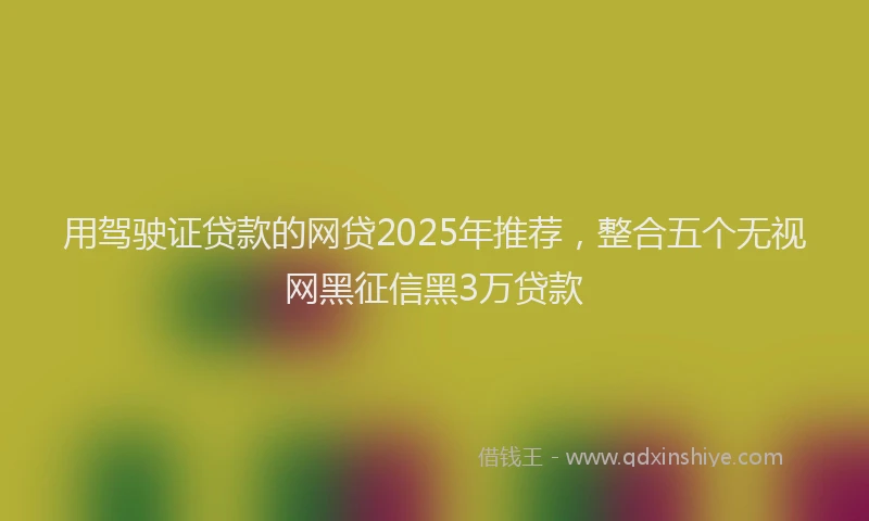 用驾驶证贷款的网贷2025年推荐，整合五个无视网黑征信黑3万贷款