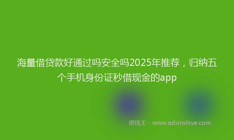 海量借贷款好通过吗安全吗2025年推荐，归纳五个手机身份证秒借现金的app