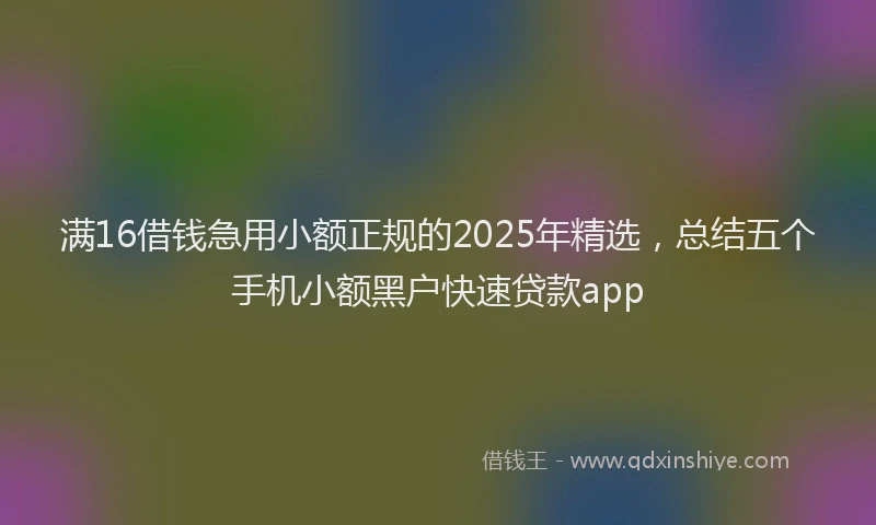 满16借钱急用小额正规的2025年精选，总结五个手机小额黑户快速贷款app