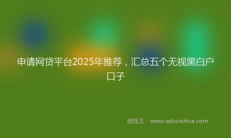 申请网贷平台2025年推荐，汇总五个无视黑白户口子