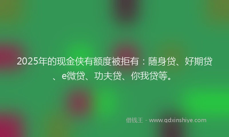 2025年的现金侠有额度被拒有：随身贷、好期贷、e微贷、功夫贷、你我贷等。