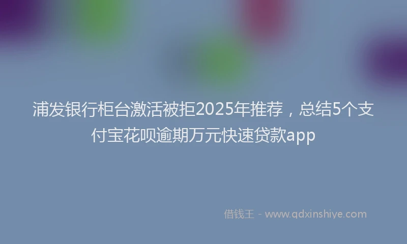 浦发银行柜台激活被拒2025年推荐，总结5个支付宝花呗逾期万元快速贷款app