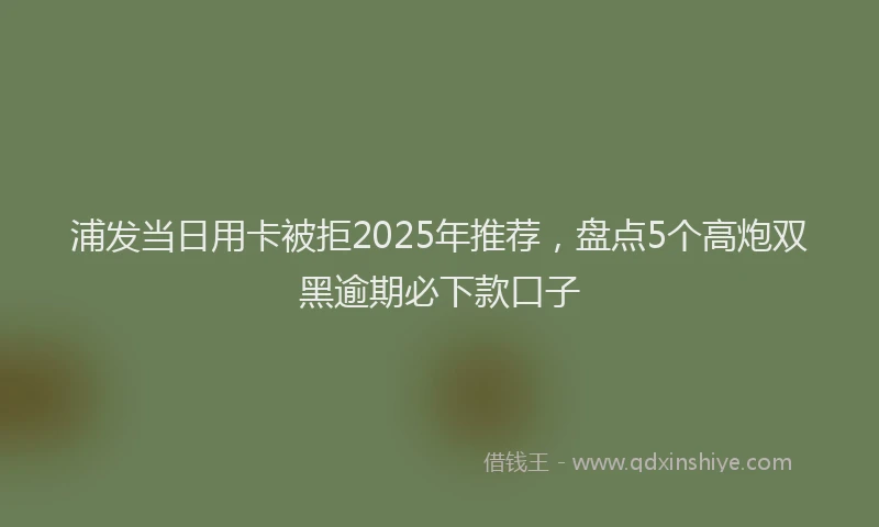 浦发当日用卡被拒2025年推荐，盘点5个高炮双黑逾期必下款口子
