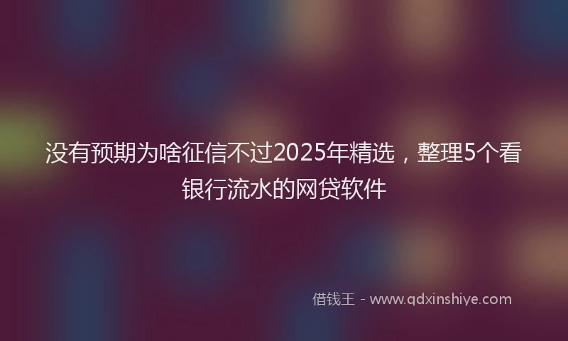 没有预期为啥征信不过2025年精选，整理5个看银行流水的网贷软件