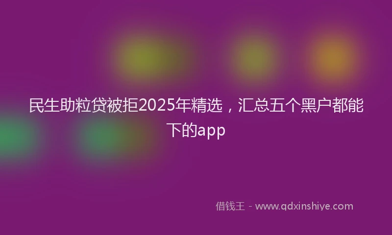 民生助粒贷被拒2025年精选，汇总五个黑户都能下的app