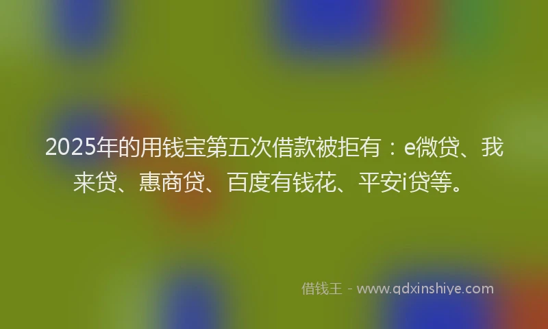 2025年的用钱宝第五次借款被拒有：e微贷、我来贷、惠商贷、百度有钱花、平安i贷等。