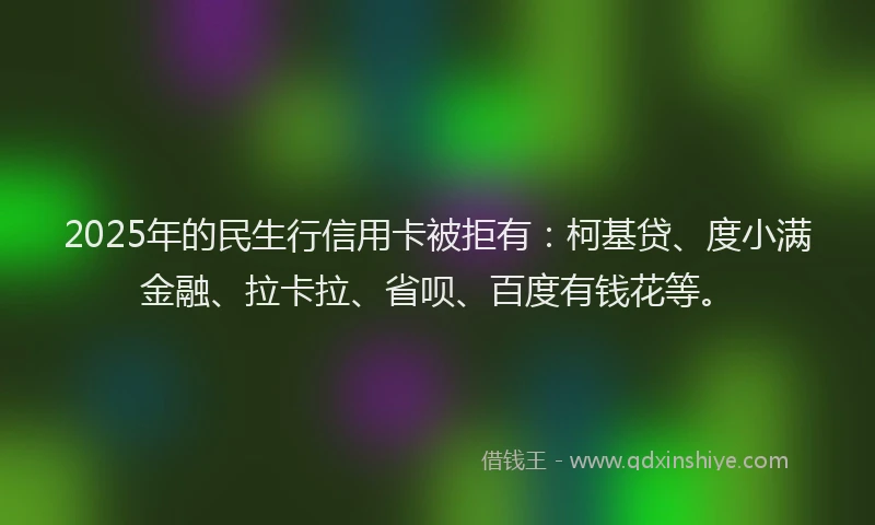 2025年的民生行信用卡被拒有：柯基贷、度小满金融、拉卡拉、省呗、百度有钱花等。