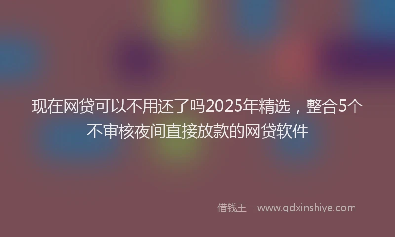 现在网贷可以不用还了吗2025年精选，整合5个不审核夜间直接放款的网贷软件