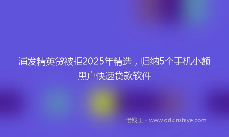 浦发精英贷被拒2025年精选，归纳5个手机小额黑户快速贷款软件