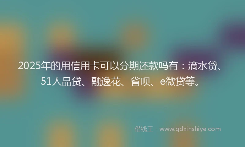 2025年的用信用卡可以分期还款吗有：滴水贷、51人品贷、融逸花、省呗、e微贷等。