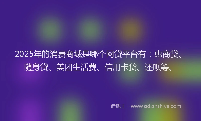 2025年的消费商城是哪个网贷平台有：惠商贷、随身贷、美团生活费、信用卡贷、还呗等。