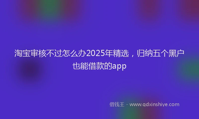 淘宝审核不过怎么办2025年精选，归纳五个黑户也能借款的app