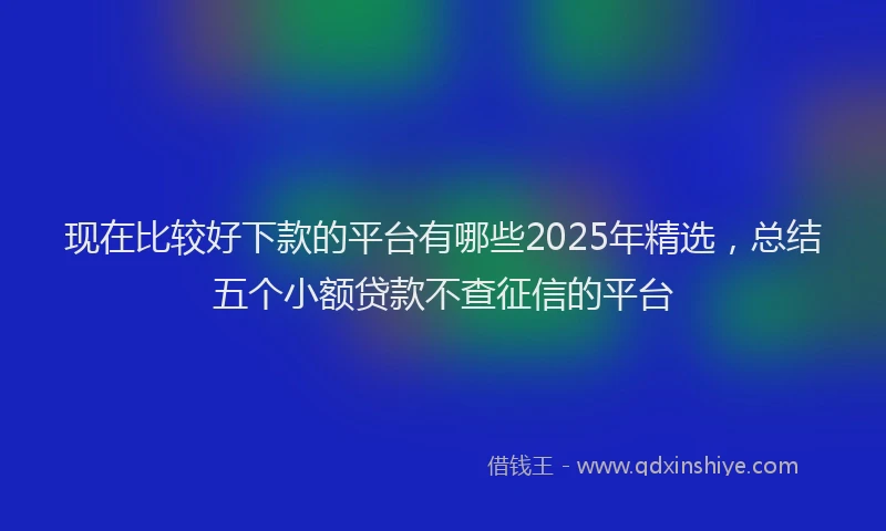 现在比较好下款的平台有哪些2025年精选，总结五个小额贷款不查征信的平台
