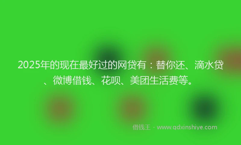 2025年的现在最好过的网贷有：替你还、滴水贷、微博借钱、花呗、美团生活费等。