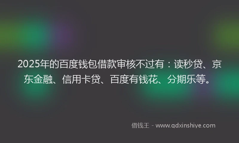 2025年的百度钱包借款审核不过有：读秒贷、京东金融、信用卡贷、百度有钱花、分期乐等。