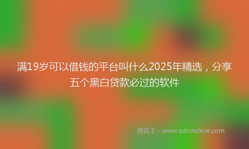 满19岁可以借钱的平台叫什么2025年精选，分享五个黑白贷款必过的软件