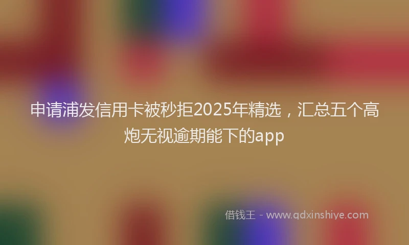 申请浦发信用卡被秒拒2025年精选，汇总五个高炮无视逾期能下的app