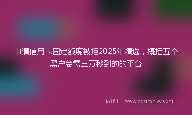 申请信用卡固定额度被拒2025年精选，概括五个黑户急需三万秒到的的平台