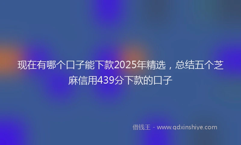 现在有哪个口子能下款2025年精选，总结五个芝麻信用439分下款的口子