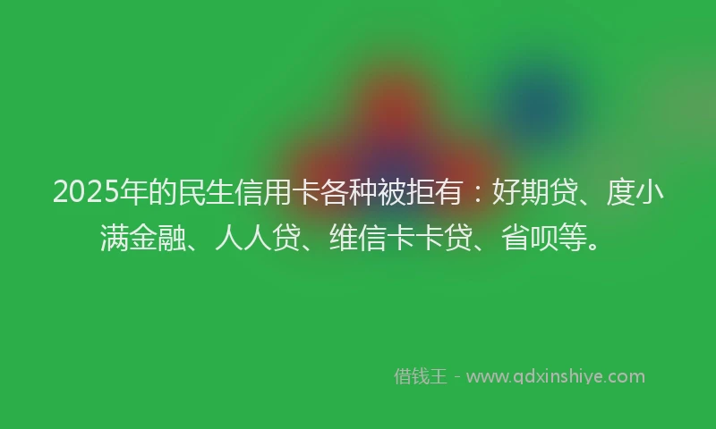 2025年的民生信用卡各种被拒有：好期贷、度小满金融、人人贷、维信卡卡贷、省呗等。
