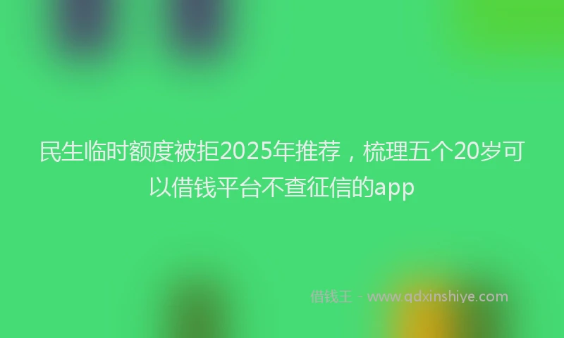 民生临时额度被拒2025年推荐，梳理五个20岁可以借钱平台不查征信的app