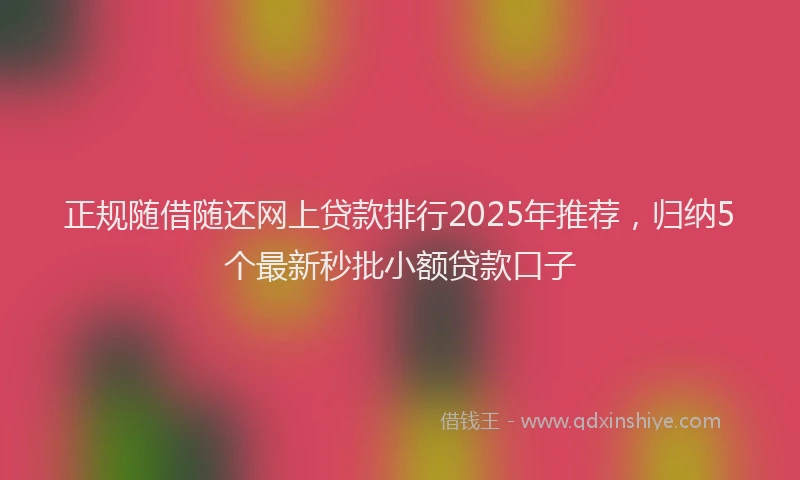 正规随借随还网上贷款排行2025年推荐，归纳5个最新秒批小额贷款口子