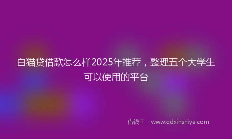 白猫贷借款怎么样2025年推荐，整理五个大学生可以使用的平台
