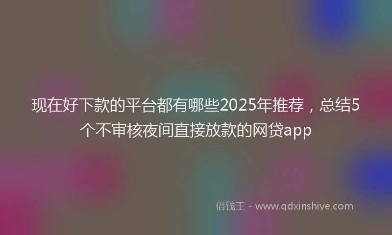 现在好下款的平台都有哪些2025年推荐，总结5个不审核夜间直接放款的网贷app