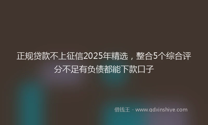 正规贷款不上征信2025年精选，整合5个综合评分不足有负债都能下款口子