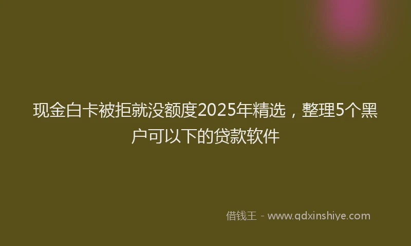 现金白卡被拒就没额度2025年精选，整理5个黑户可以下的贷款软件