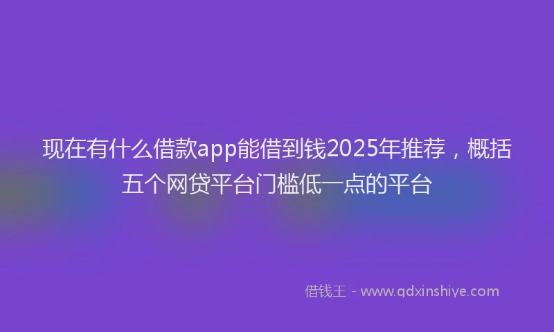 现在有什么借款app能借到钱2025年推荐，概括五个网贷平台门槛低一点的平台