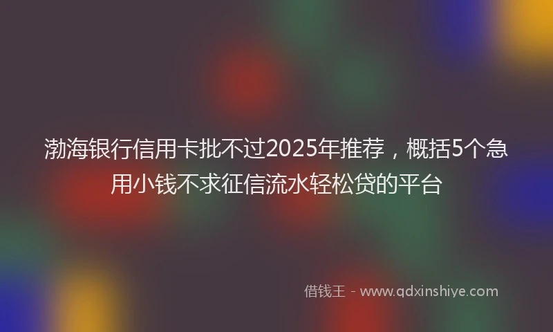 渤海银行信用卡批不过2025年推荐，概括5个急用小钱不求征信流水轻松贷的平台