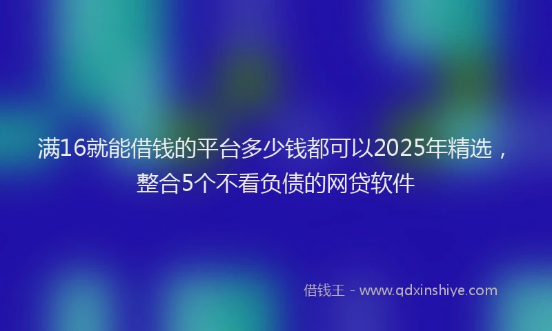 满16就能借钱的平台多少钱都可以2025年精选，整合5个不看负债的网贷软件