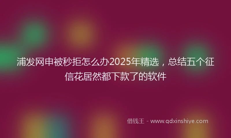 浦发网申被秒拒怎么办2025年精选，总结五个征信花居然都下款了的软件