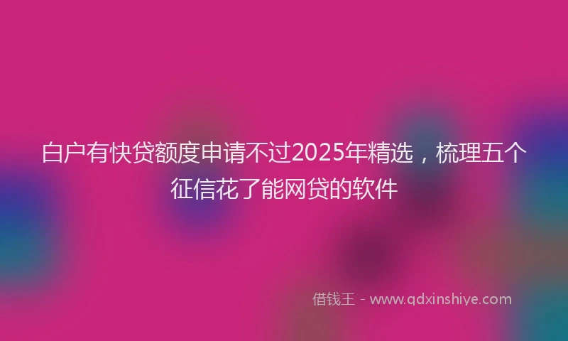 白户有快贷额度申请不过2025年精选，梳理五个征信花了能网贷的软件