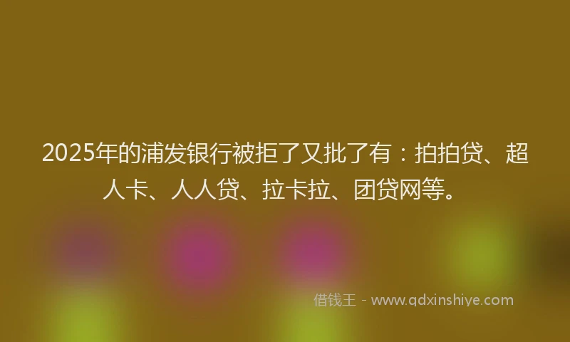 2025年的浦发银行被拒了又批了有：拍拍贷、超人卡、人人贷、拉卡拉、团贷网等。