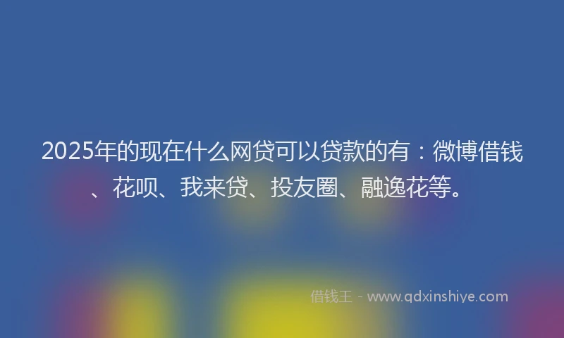 2025年的现在什么网贷可以贷款的有：微博借钱、花呗、我来贷、投友圈、融逸花等。