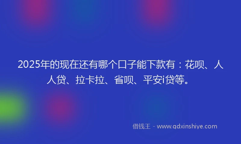 2025年的现在还有哪个口子能下款有：花呗、人人贷、拉卡拉、省呗、平安i贷等。