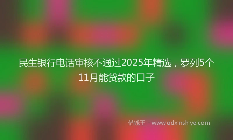 民生银行电话审核不通过2025年精选，罗列5个11月能贷款的口子