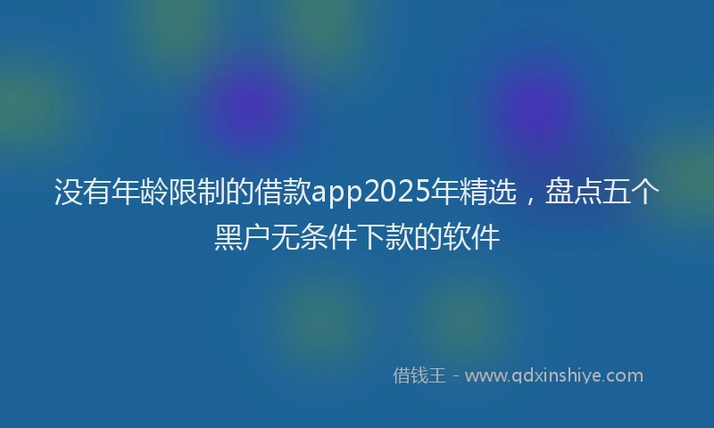 没有年龄限制的借款app2025年精选，盘点五个黑户无条件下款的软件