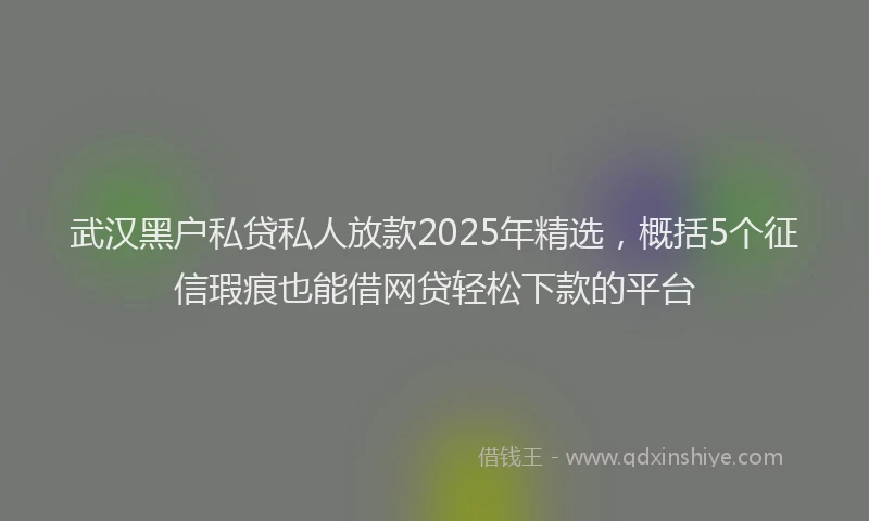 武汉黑户私贷私人放款2025年精选，概括5个征信瑕疵也能借网贷轻松下款的平台